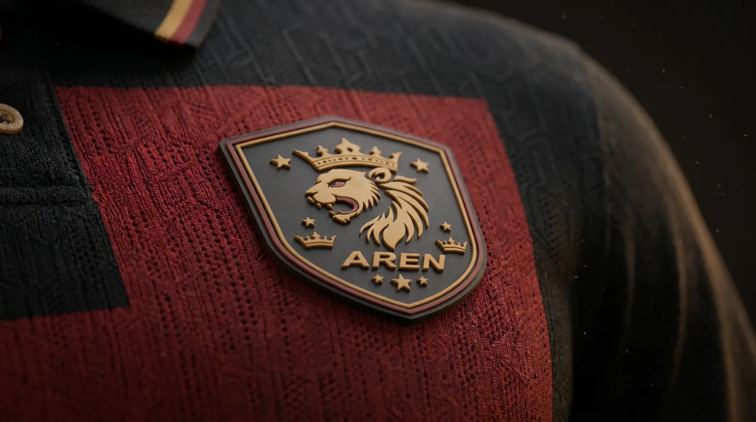 Escudo emborrachado AREN em macro